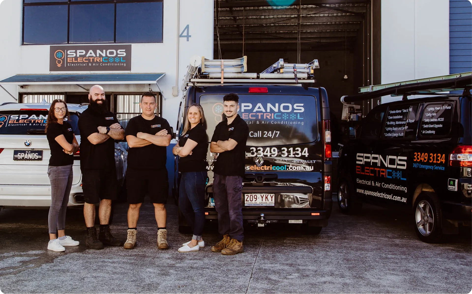 Spanos ElectriCool crew completing Power Pole Replacement Brisbane, installing a new galvanised pole with compliant clearances.